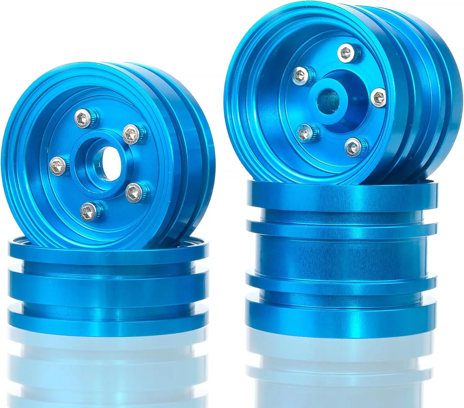Aluminum Wheel & Hub Set for Tamiya Grasshopper, Hornet, Frog, Buggy Champ, Fast Attack, Fighting Buggy - RC Upgrade