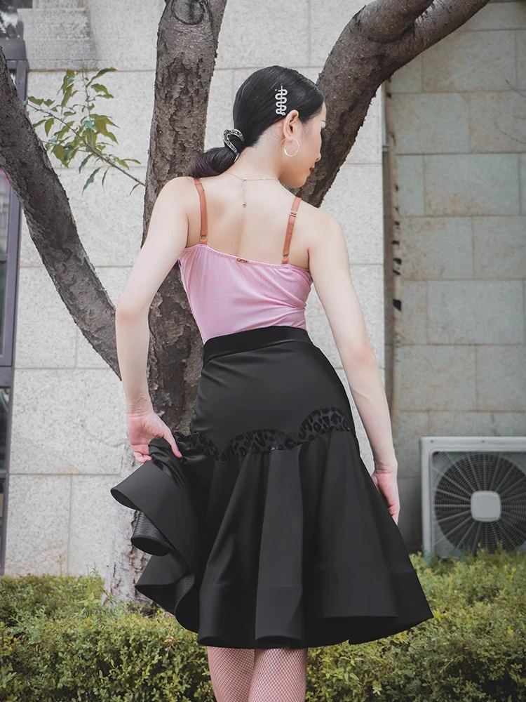 여름 라틴 댄스 스트랩 점프수트 피쉬본 플레어 스커트 내셔널 스탠다드 연습복 ADL191