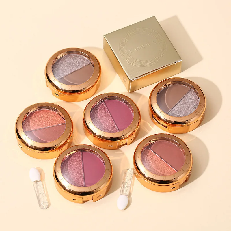 Dual color light eyeshadow waterproof pearlescent glitter sequins delicate service small plate portable