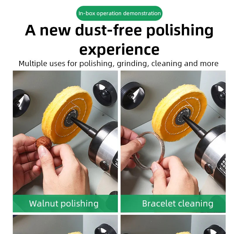 Grinding and Polishing All-in-one Machine with Dust Box Cover 220V 200W Small Desktop Jewelry Metal Wenwan Polishing Machine