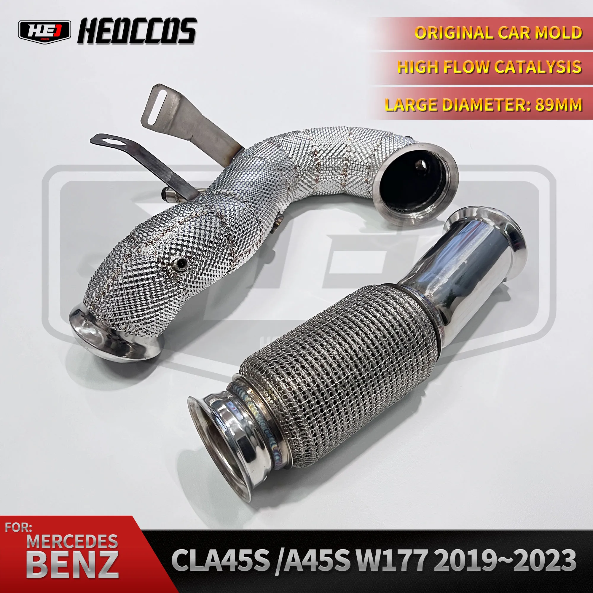 

HEO High flow downpipe For Mercedes Benz A45 CLA45 W177 Downpipe 2019~2023 with heat shield exhaust