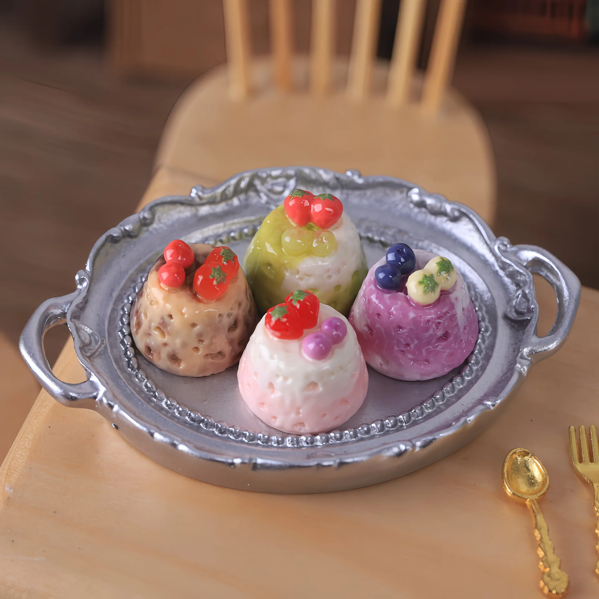 10 Pcs Mixed Flavor Fruit Cream Ice Cream Cake DIY Cream Glue Accessories Handmade Materials Miniature Food Play Figurines