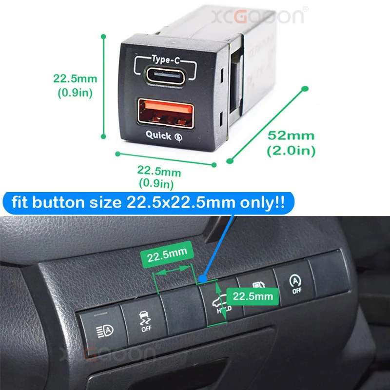 For Toyota Corolla RAV4 Camry 24V 12V 48W Type-C PD USB Chargers QC 3.0 Car Power Adapter Ports Interior Quick Charging Socket