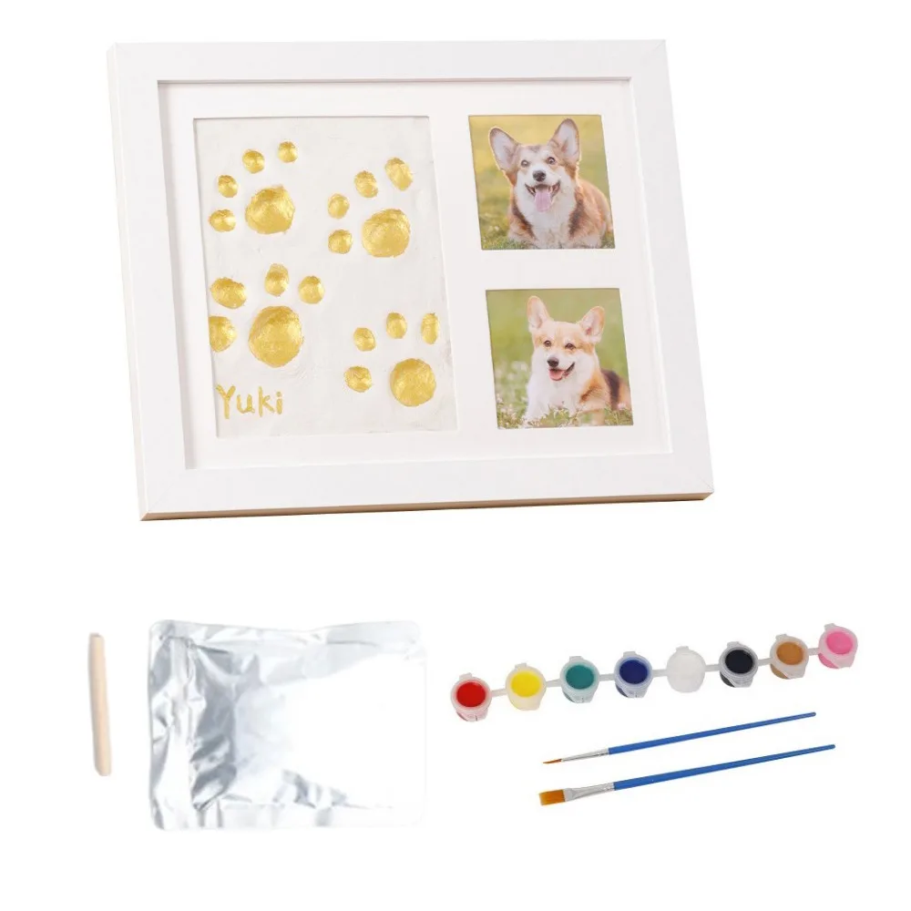 Imprint Clay Baby Hand and Footprints Kit DIY Keepsake Wooden Frame Clay Handprint Keepsake Frame Horizontal Frame