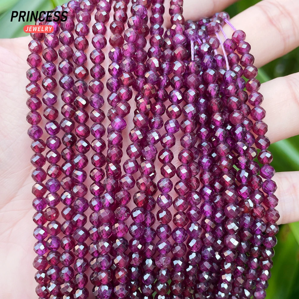 

A++ Natural Almandine Purple Red Garnet 2 3 4mm Faceted Beads Loose Gemstone Beads for Jewelry Making Wholesale DIY Accessories