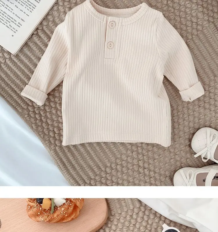 2026 Kinder Mädchen Langarm T-Shirt Frühling 1-6 Jahre Geripptes Stoff-Unterhemd Weiches Basic-Shirt Oberteil Lässige Innenbekleidung – Detail 10
