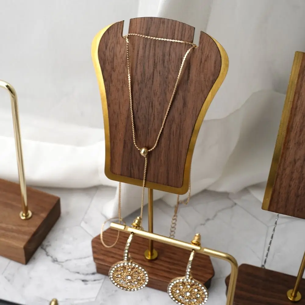 New Copper and Wood Jewelry Display Stand Photography Props Simple Storage Rack Display Holder Earrings