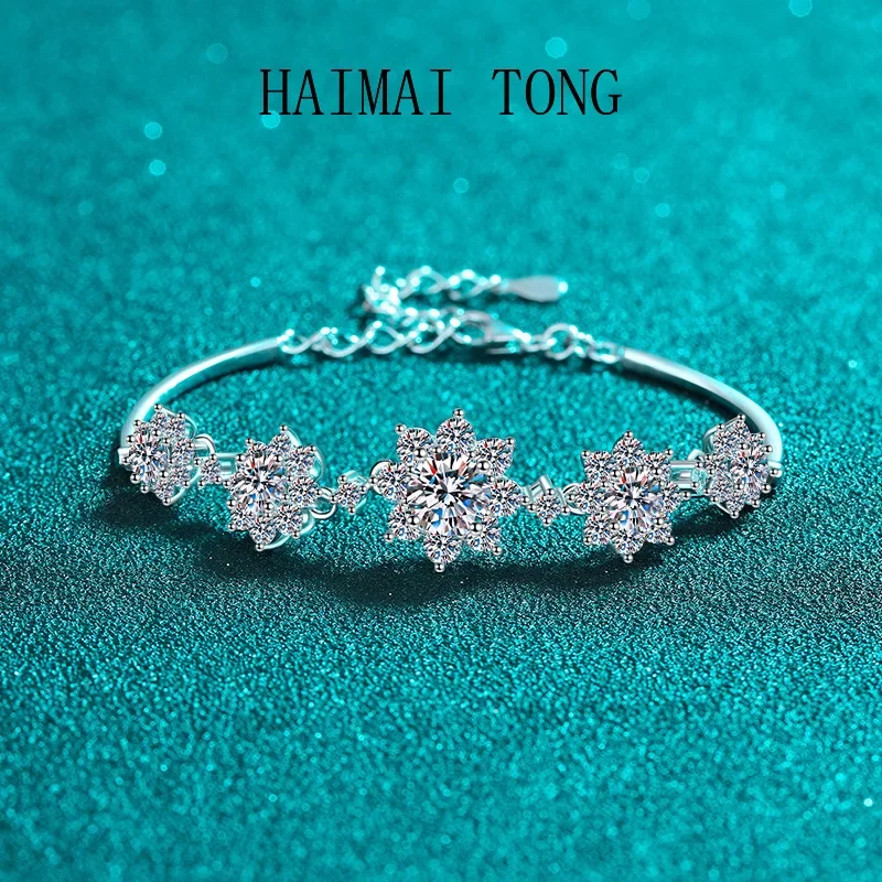 

Браслет HAIMAITONG из платины PT950 с муассанитом, женский, в форме снежинки, высококачественные ювелирные изделия