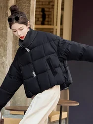 Women's White Duck Down Short Down Jacket, Loose Casual Coat, Knitted Collar, Color Splicing, Thick, Warm, New, Winter