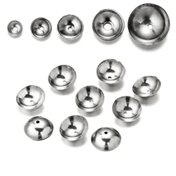 50 pz/lotto in acciaio inox tono argento Charm Bead Caps Round 3 4 5 6 8mm connettori per gioielli Fit fai da te nappa bracciali fare