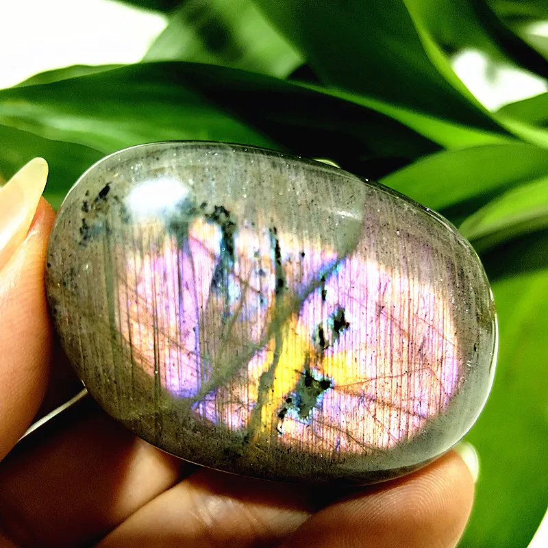 Natural Gemstone Yellow Light Labrador Palm Stone Witchcra Chakra Spiritual Healing Meditation Feng Shui Crystal Home Decoration view 6