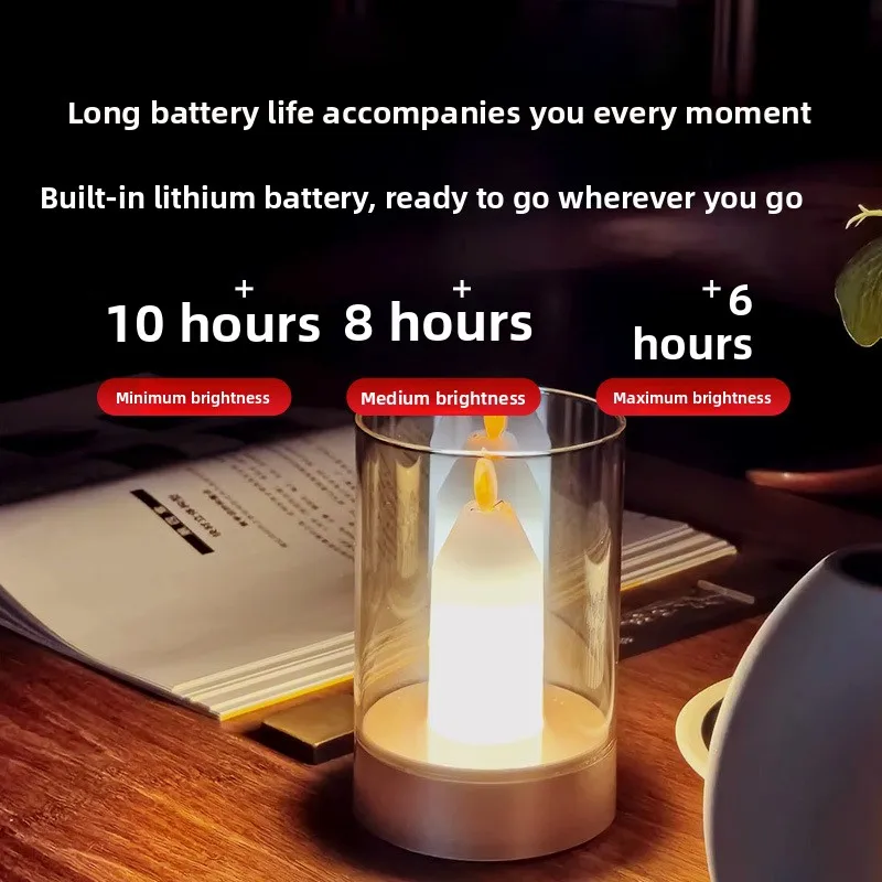 LED Creative Night Light Romantic Candlelight Restaurant Bar Desktop Ambience Light Candle Holder Motion Sensor Light