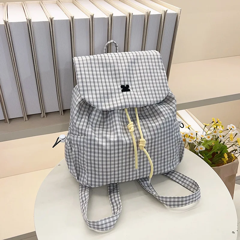 Ransel Anak-anak Kotak-kotak Trendi untuk Anak Laki-laki Ransel Lucu Kapasitas Besar Kasual Modis Ransel Kartun Tas Sekolah Рюкзак Женский