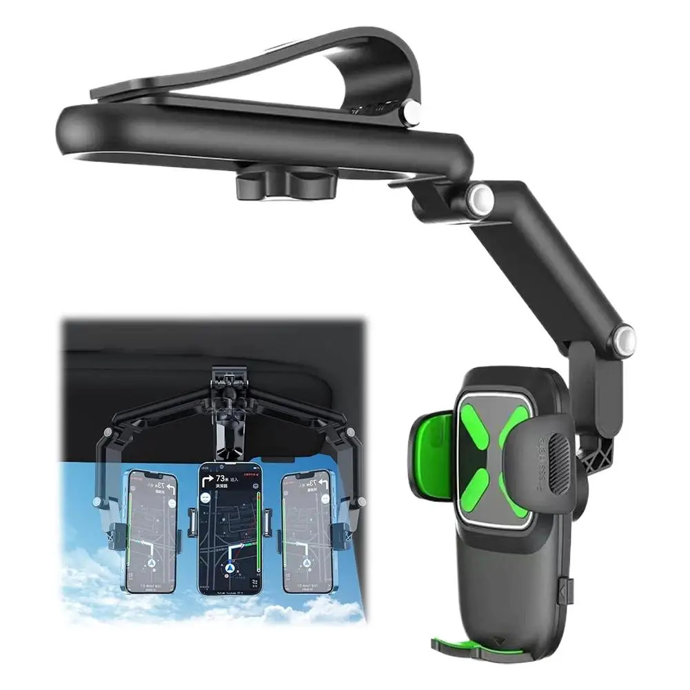 Universal Sun Visor Car Phone Holder Direct View Foldable GPS Navigation Bracket Clip Multi-Angle Auto Mount Accessories