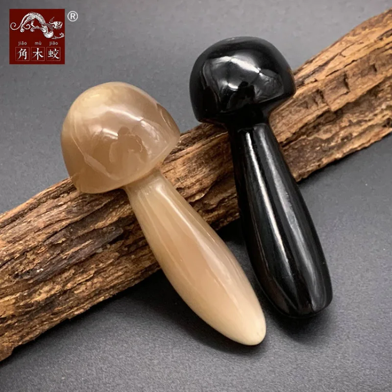 

Horned Yak Horn Small Mushroom Massage Beauty Acupoint Therapy Stick