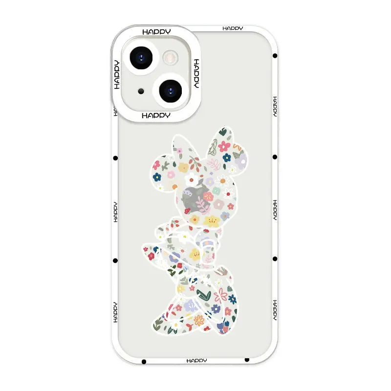 Disney Mickey Mouse Floral Funda de Silicone phone case For iPhone 14 13 12 mini 11 pro xs max X XR 7 PLUS Couple Gift cover