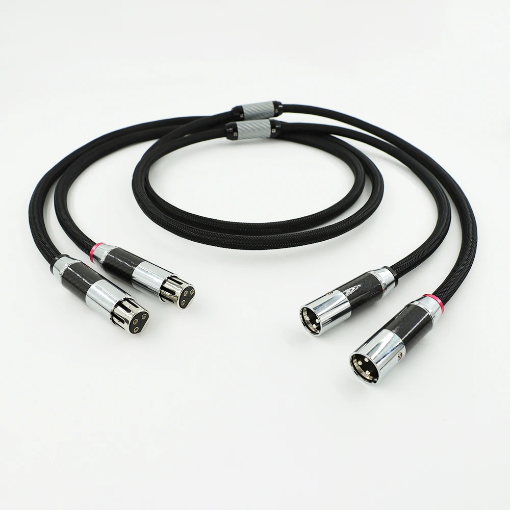 6N sterling silver hifi xlr cable amplifier CD audio cable carbon fiber rhodium plated hifi XLR plug