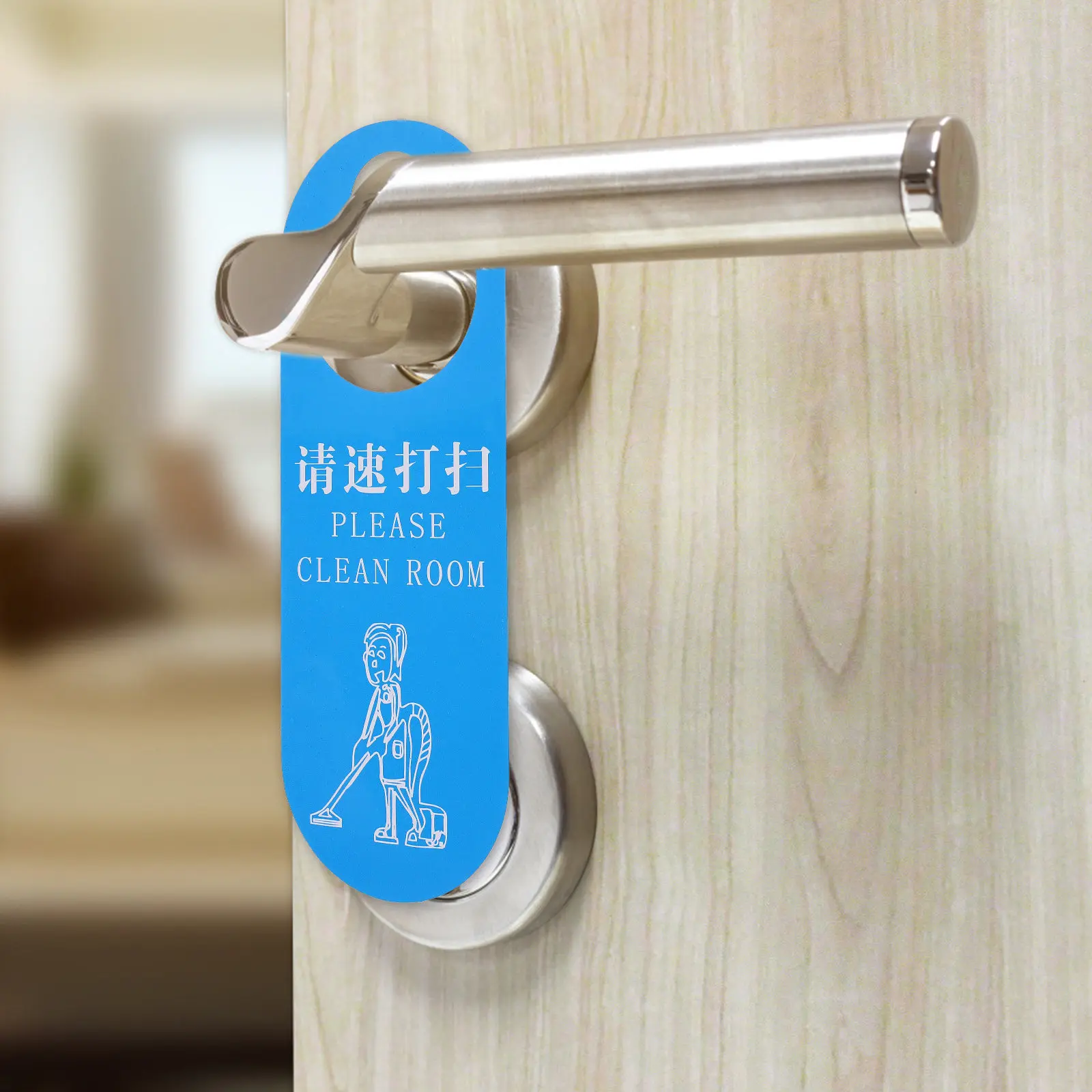 10Pcs Door Hanging Tag Please Hotel Cleaning Sign Unique Word Design Long-Lasting Use for Hotel Bar Cafe Club Door