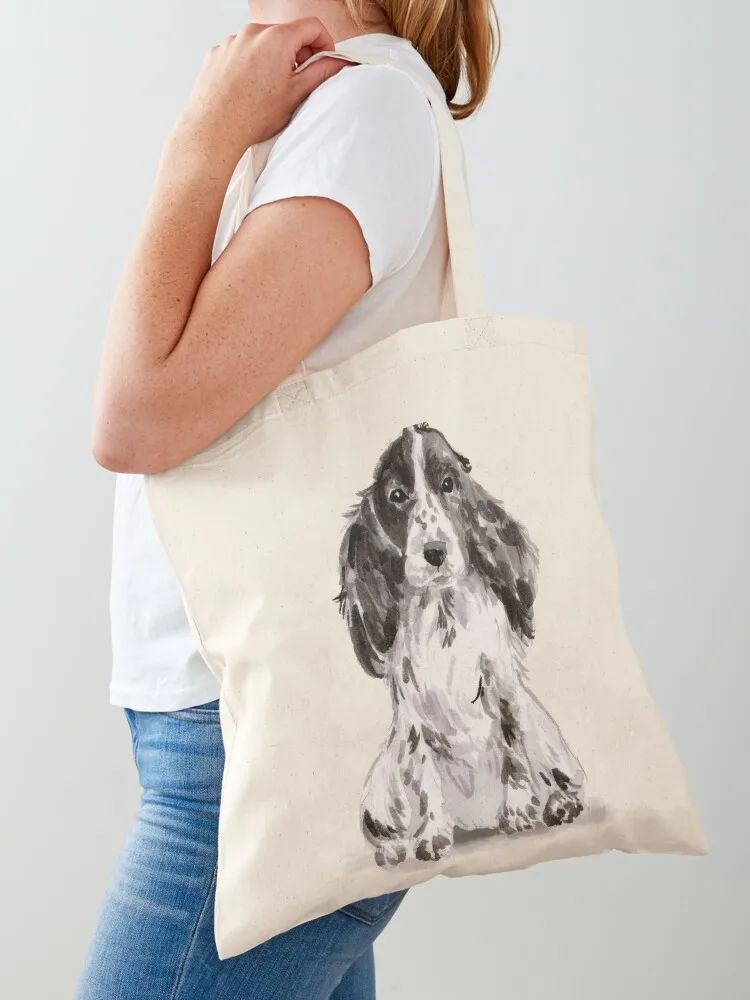 Cocker Spaniel Illustration Tote Bag Beach bag supermarket folding bag tote men custom fabric