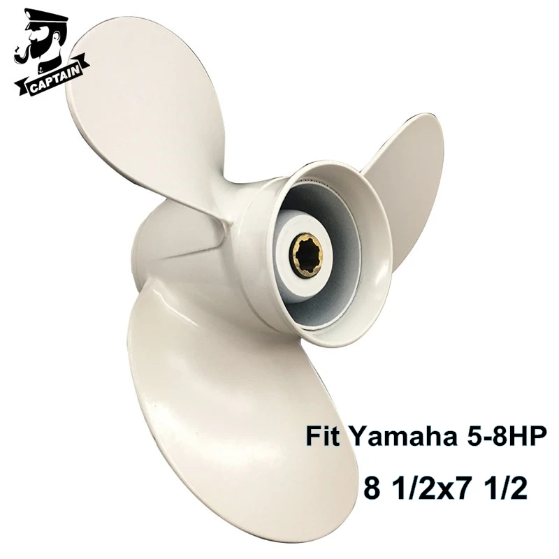 Captain Aluminum Boat Propeller 8 1/2x7 1/2 Fit Yamaha Outboard Engine 6HP 8HP F6 F8 F9.9HP  Marine Part 7 Tooth Spline 3 Blade