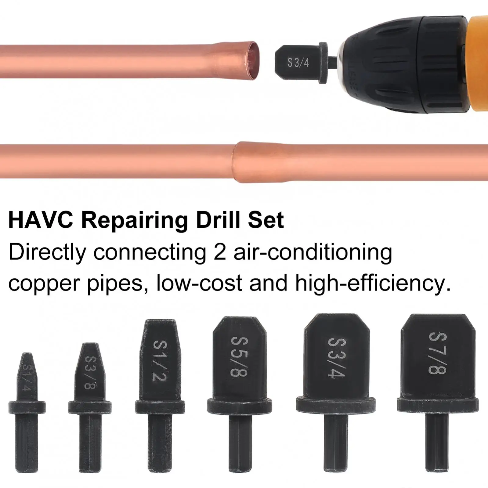 6pcs Triangle Shank Expander Air Conditioner Copper Pipe Reamer Portable Tube Expander Flaring Tool