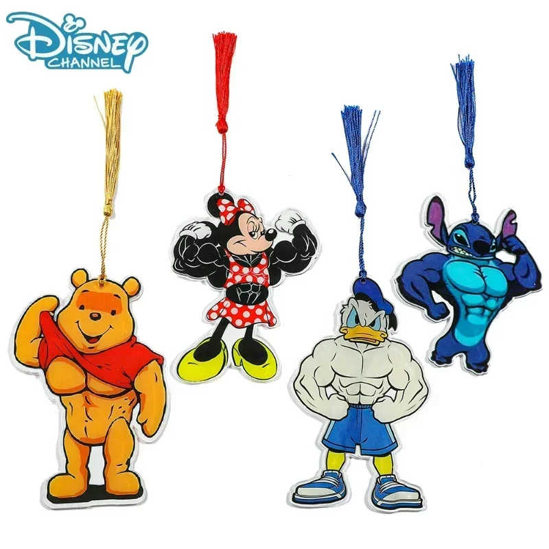 Disney Funny Muscle Bookmark Stitch Mickey Mouse Donald Duck Winnie The Pooh Anime Cartoon Creative Acrylic Bookmark Stationery