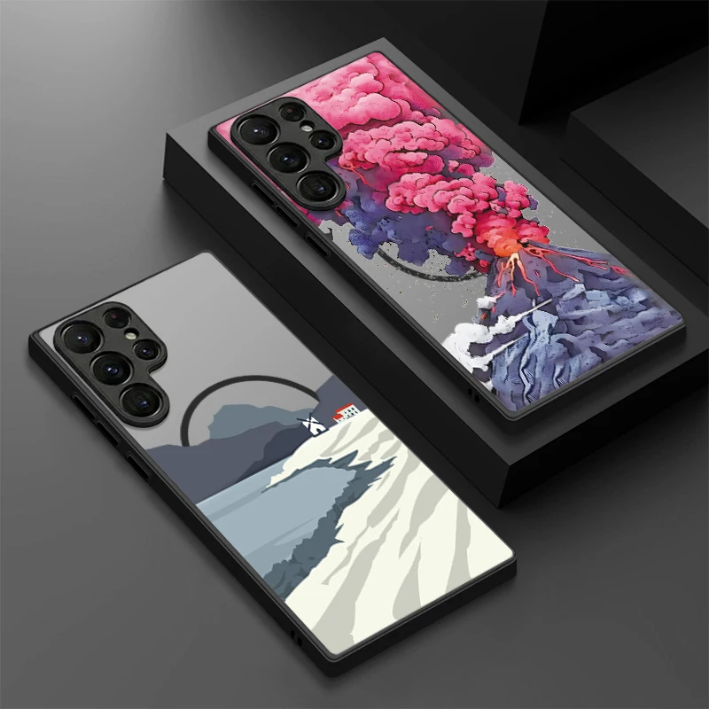 Mountains Rivers Scencery Case For Samsung Galaxy S26 Ultra S25 Edge S24 S23 S22 Plus S21 FE Hybrid TPU+PC Magnetic Matte Cover