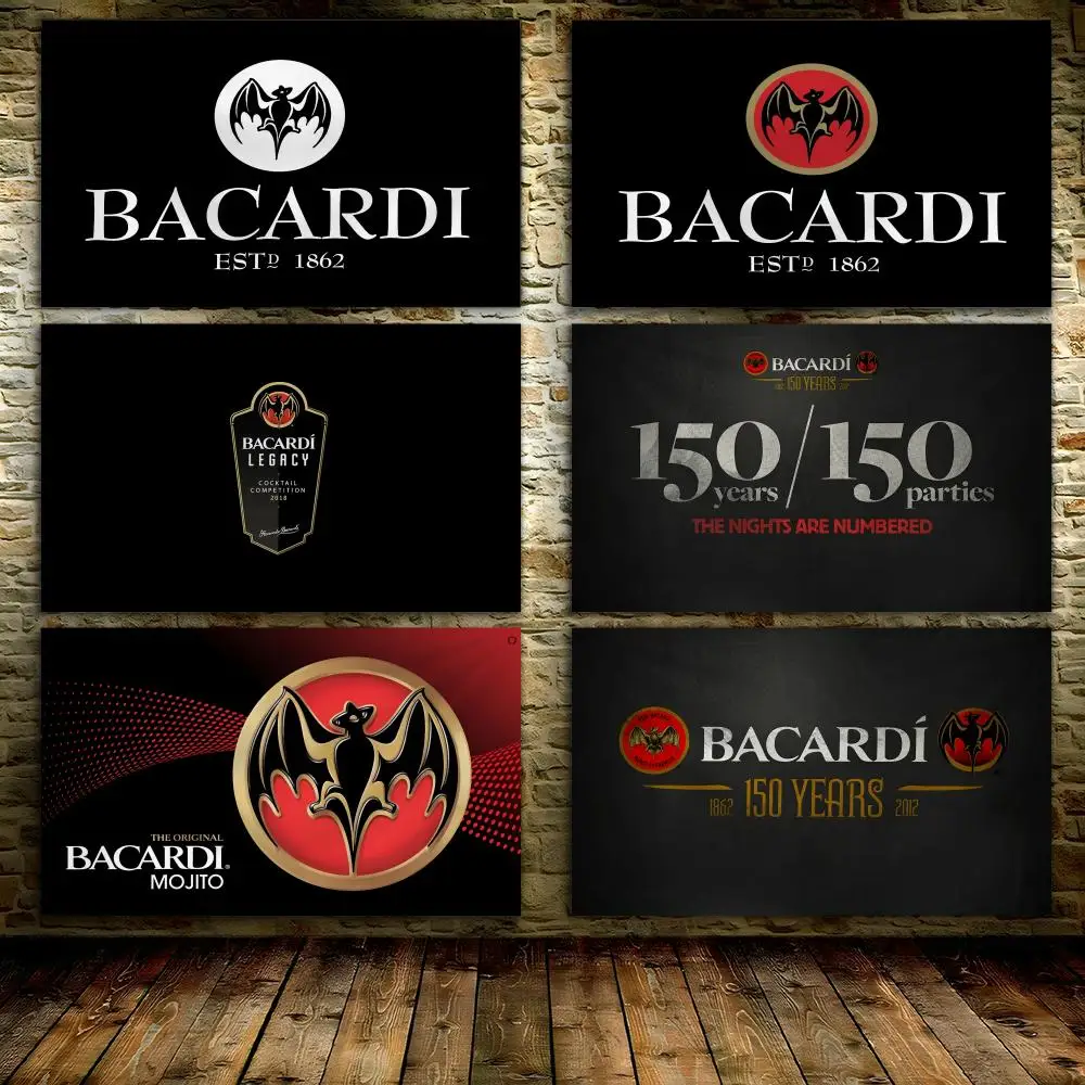 Bandera de pared personalizada con logotipo de B-Bacardi, bandera de vino y cerveza, decoración de pared para dormitorio, hogar, sala de estar, decoración exterior