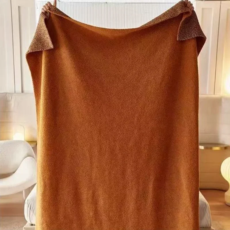 Nordic 130X170Cm Living Room Sofa Blanket Skin-Friendly Solid Bedroom Bedside Towel Multifunctional Office Airplane Nap Shawl