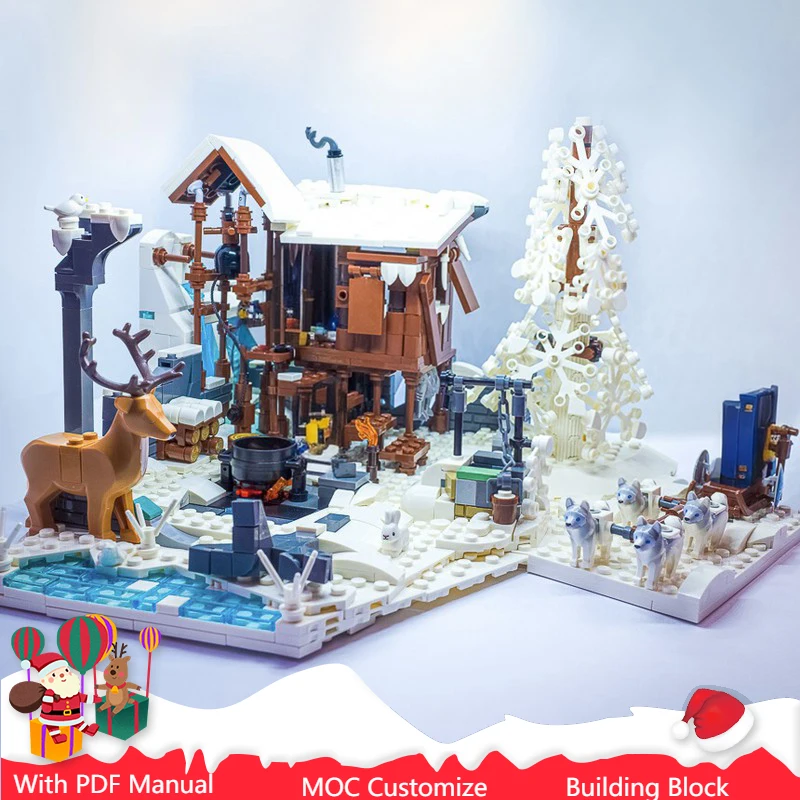 

977 PCS MOC City Street Views Modular Winter Outpost Building Block Diy Educational Assembly Kids Toy Birthday Christmas Gift