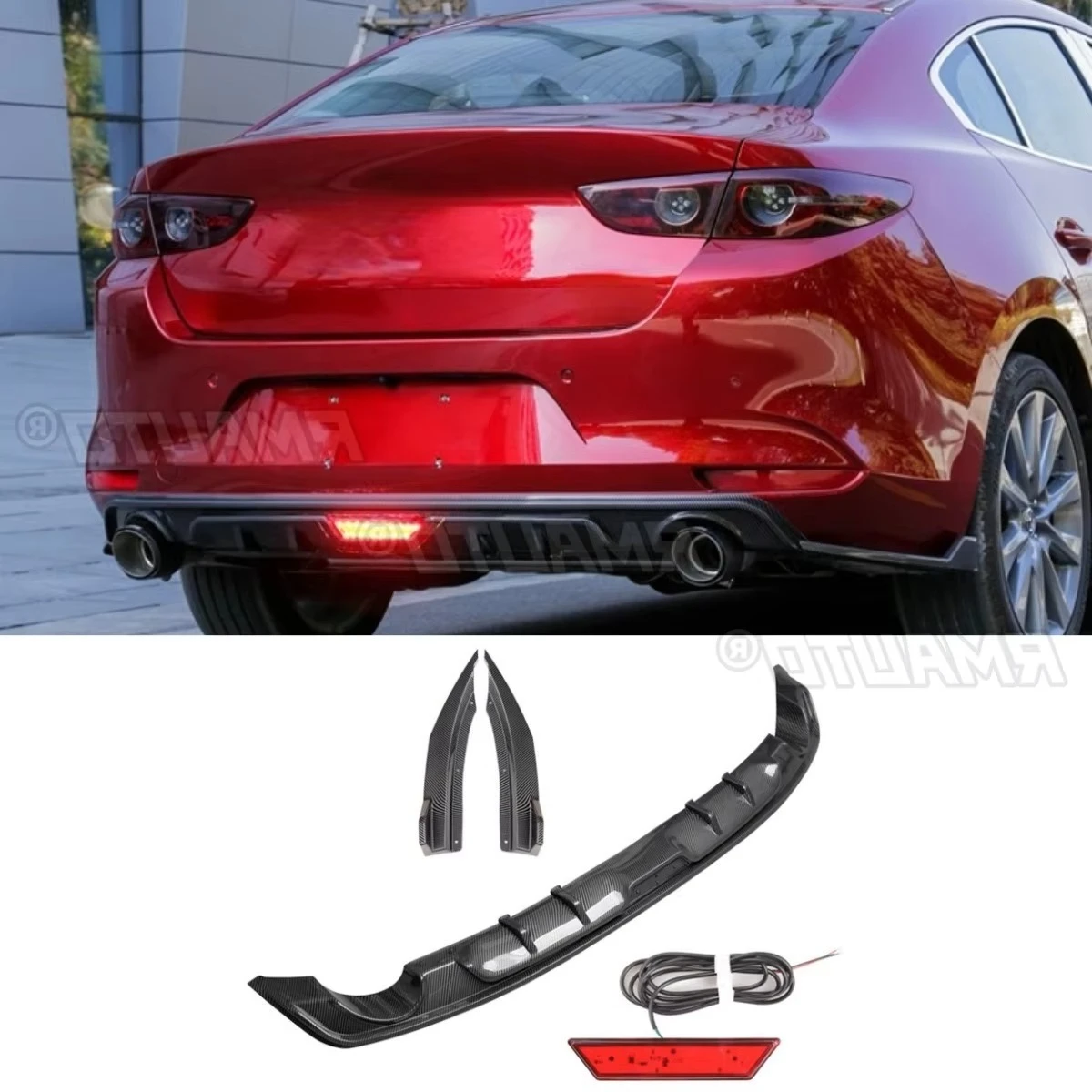 

For Mazda 3 Axela 2020+ Car Rear Bumper Spoiler Lip Diffuser Modification Part Bumper Guard Protector Cover Car Accessories