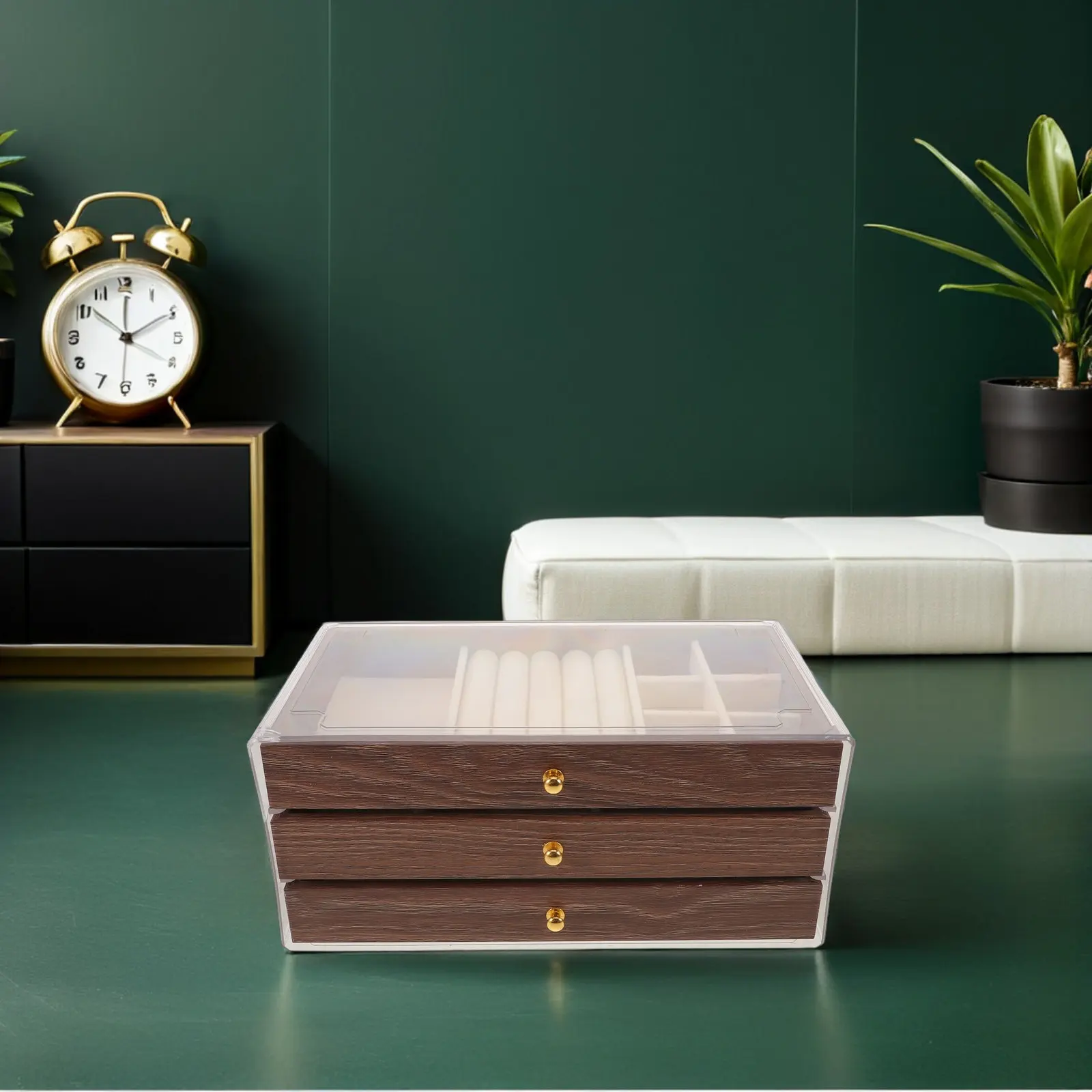 

3 Tier Vintage Jewelry Box Wooden Jewelry Organizer for Vanity Tabletop Storage Dustproof Necklace Pendant Holder Girls Treasure