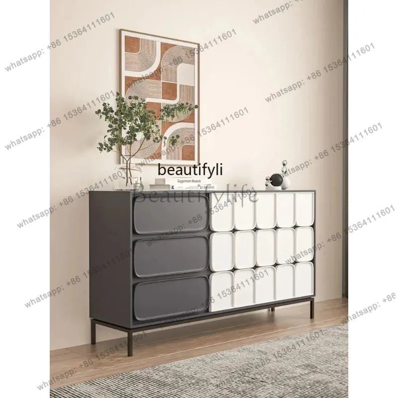 Italian minimalist dining side cabinet light luxury high-end solid wood tea cabinet villa modern simplicity