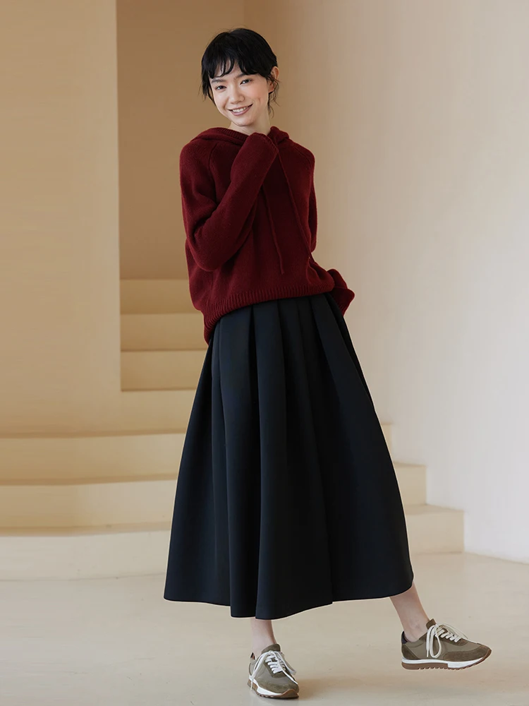 

Женская вязаная юбка с высокой талией, классическая пышная плиссированная юбка из ткани Air Layer, повседневная, для работы, из полиэфирного волокна, А-силуэт