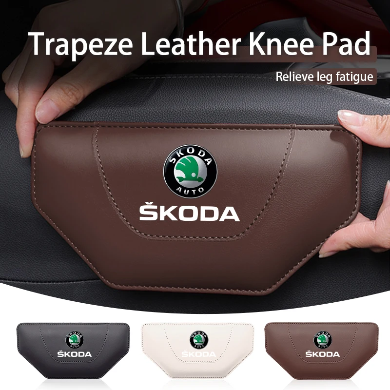 Car Armrest Elbow Pad Leather Auto Door Leg Knee Cushions For Skoda Rapid MK3 Derivative VisionS Yeti Scala Enyaq-iV