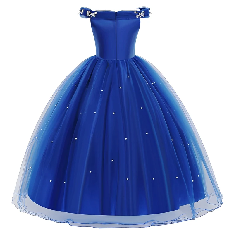 Cinderella Cosplay Costume para Crianças, Vestido de Baile, Vestidos de Princesa, Coroa, Luvas, Roupas, Bebé, Birthday Party