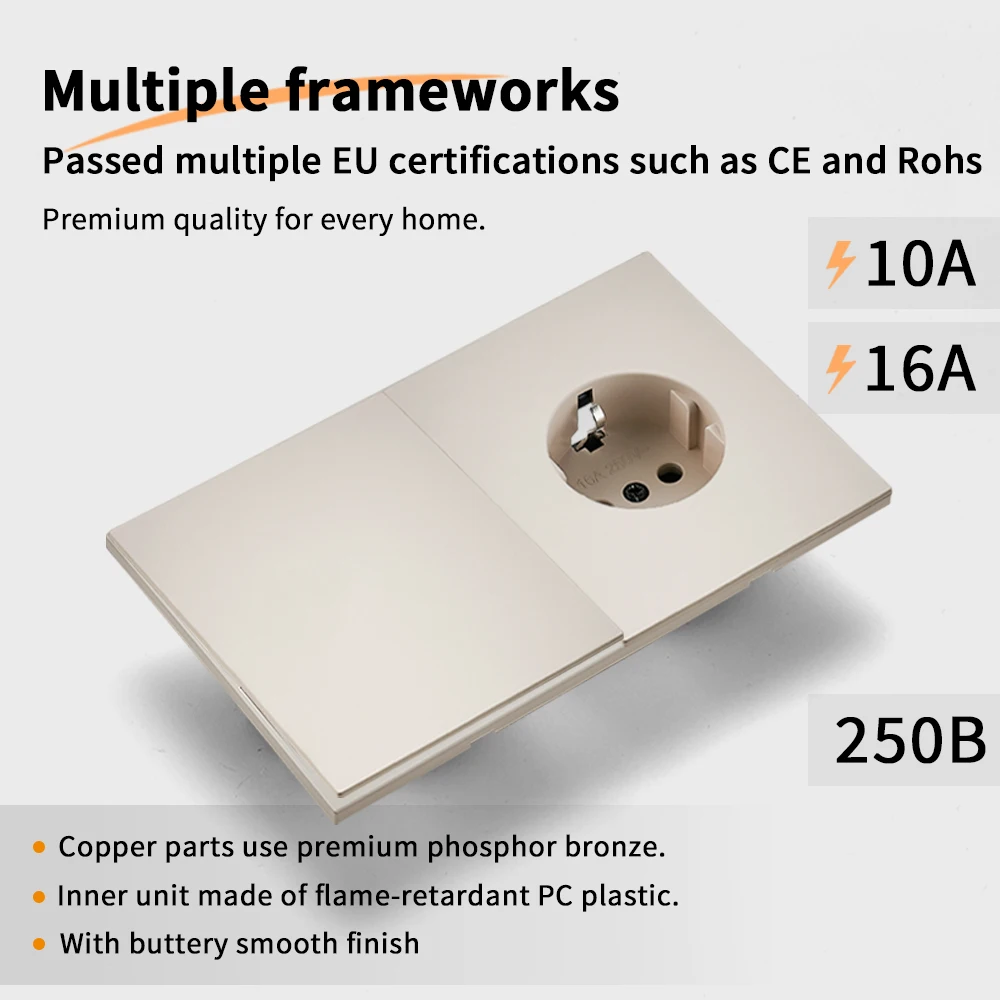 Skin Sensation Power Sockets Integrated Panel Wall Socket Embedded Button Light Switch Skin Feel Paint DIY Combination Embedded