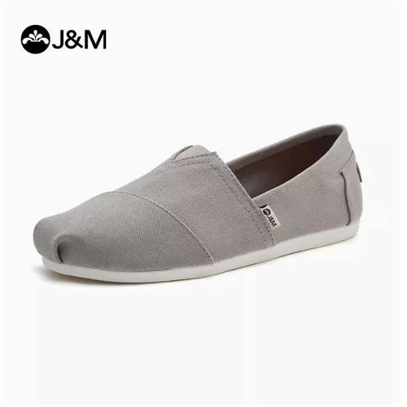 J&M Canvas Shoes Fashion Men Shoes Summer Autumn Breathable Flats Casual Shoes Slip-on Cloth Shoes Black Sneakers