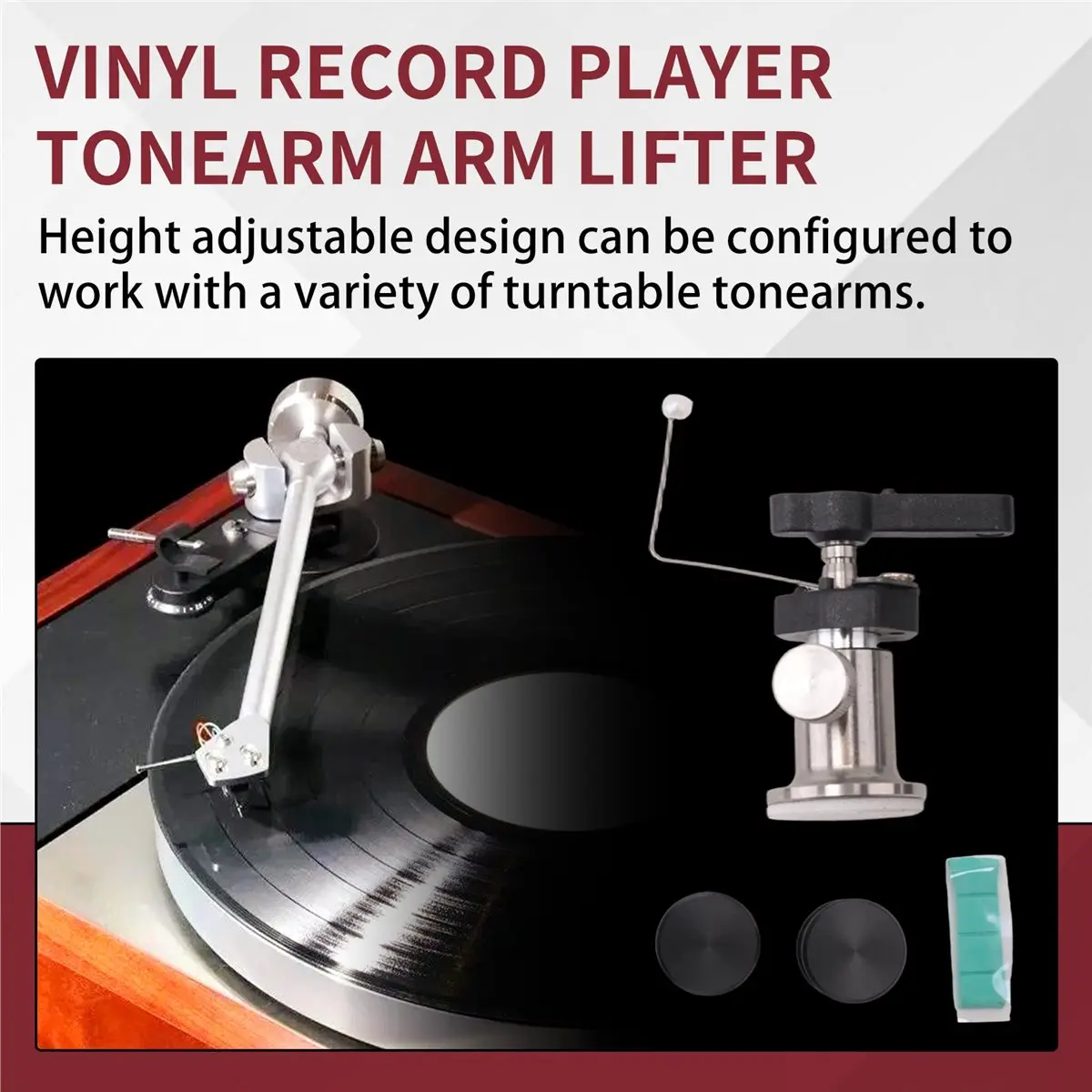(A23G) Dispositivo Elevador de Brazo para Tocadiscos de Vinilo Ajustable con Sistema Hidráulico Seguro para Tocadiscos
