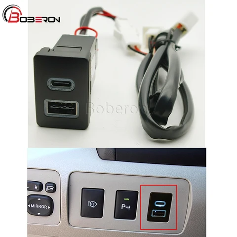 Подходит для Toyota, новое автомобильное USB-зарядное устройство PD, быстрое зарядное устройство QC3.0, двойное быстрое зарядное устройство, кнопка адаптера TYPE C