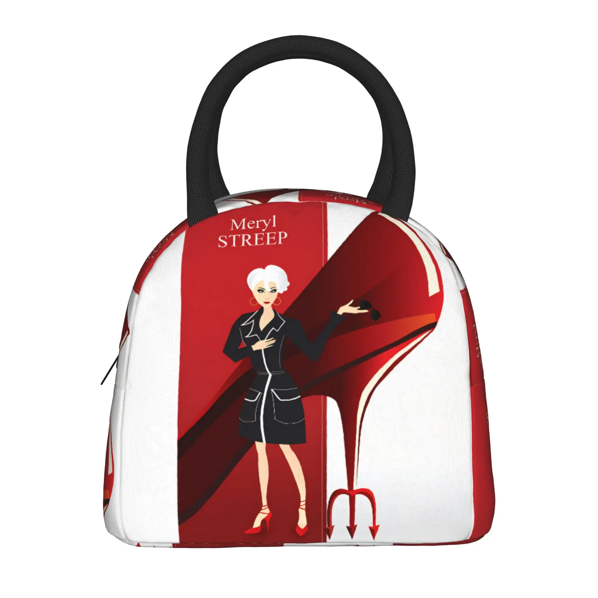 The Devil Wears Pradad Lunch Bag Film  Portable Zipper Lunch Box Women Travel Print Cooler Bag Vintage Oxford Thermal Lunch Bags