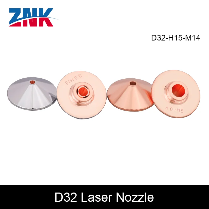 ZNK Laser Nozzles Single&Double Layer D32mm M14 Caliber 0.8-5.0mm for Fiber Laser Cutting Machine BT240 BM114 BM110