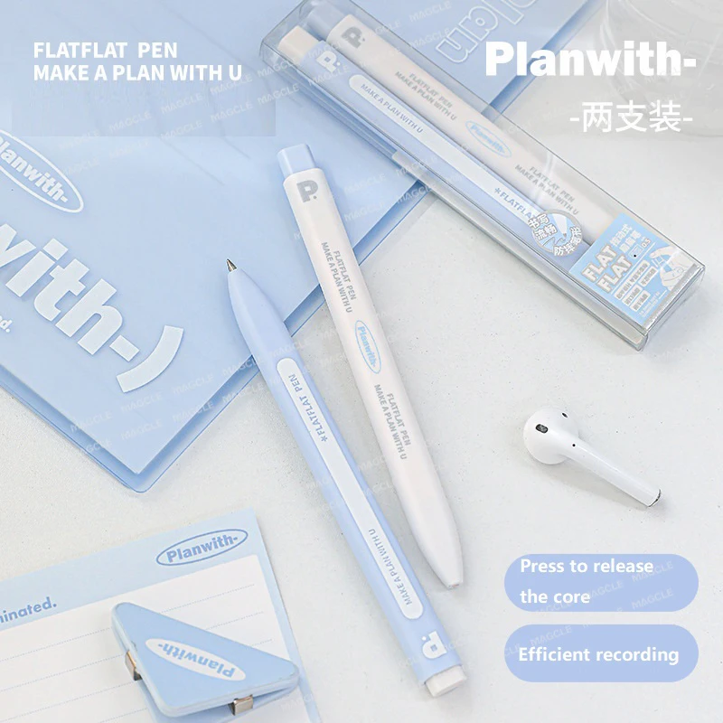 

Planwith Kawaii студенческие канцелярские гелевые ручки 2 шт./компл. плоский держатель для ручек с защитой от падения 0,5 мм черные чернила быстросохнущие офисные школьные принадлежности