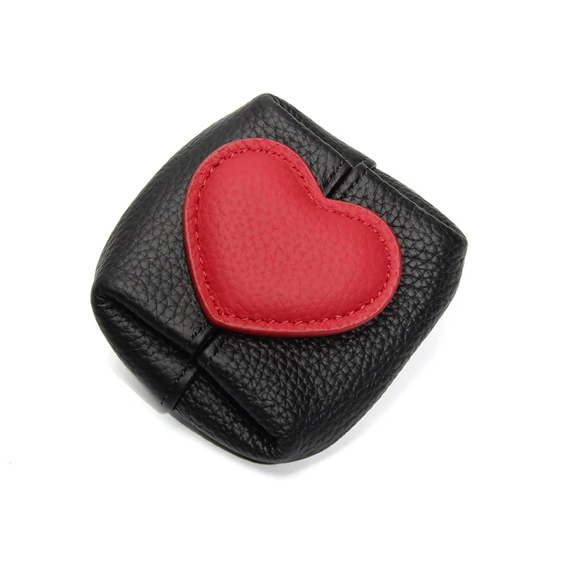

Кошелек для мелочи из натуральной кожи, мини-кошелек на кнопке для женщин и девушек, с узором в виде сердца, минималистичный дизайн