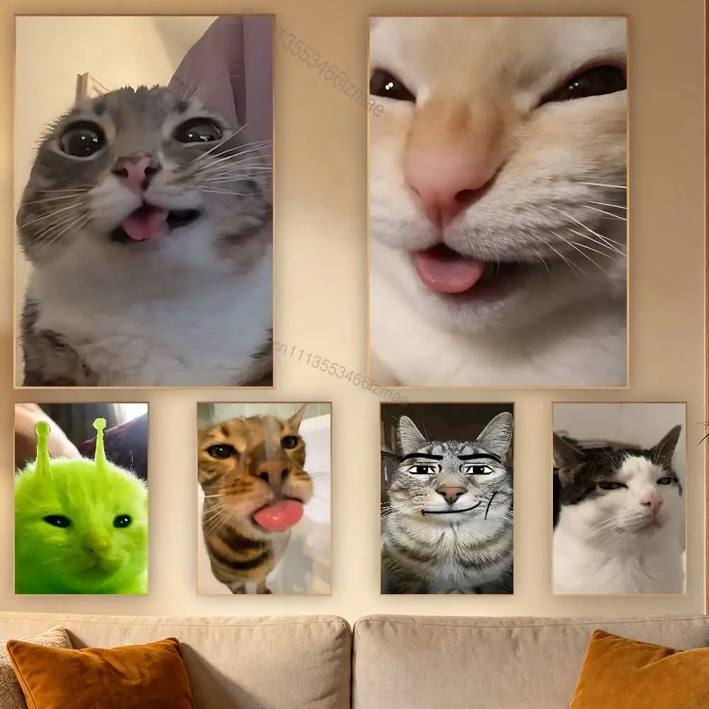 

Funny Cat MeMe Poster Wall For Sticky Decoration Waterproof Home Living Room Bedroom Bar