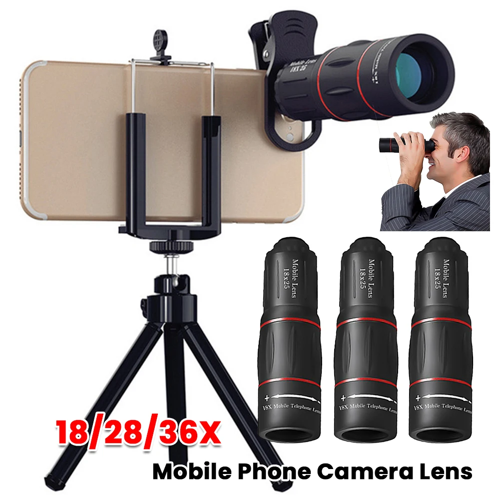 

18/28/36X HD Telescope Lens Universal Zoom Phone Camera Telephoto Lens Optical Telescope Lens for Camping Hunting Sports