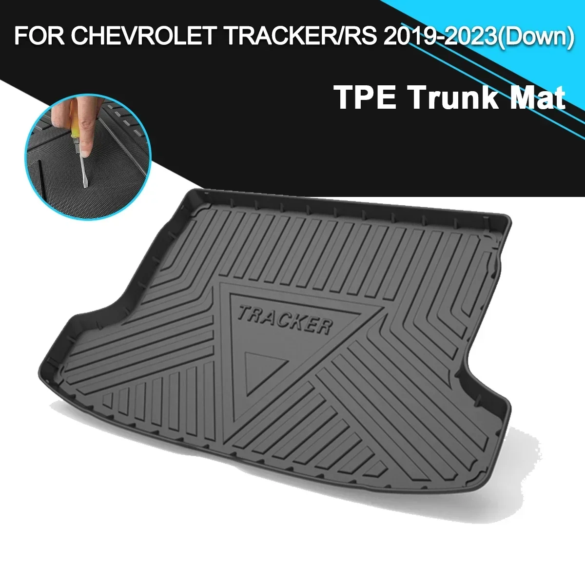 Car Rear Trunk Cover Mat Waterproof Non-Slip Rubber TPE Cargo Liner Accessories For Chevrolet Tracker/Tracker RS 2019-2023(Down)