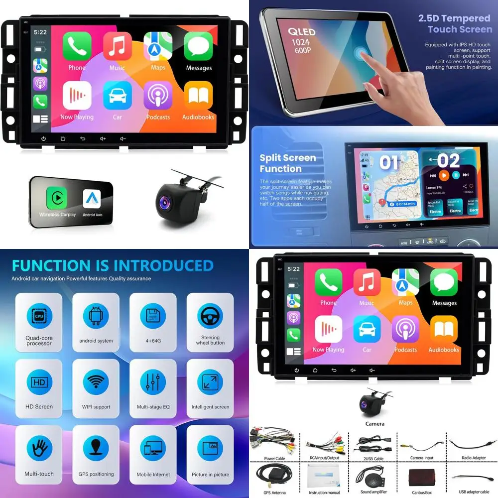 

Автомобильная стереосистема Android 14 для GMC Sierra Yukon 2007-2014 Chevrolet Silverado Buick с беспроводным Carplay Andriod Auto GPS Navi