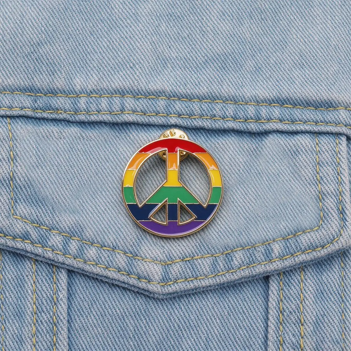 Rainbow Peace Sign Enamel Brooch Cartoon Backpack Lapel Metal Badge Cosplay Clothing Accessories Jewelry Gift For Friends