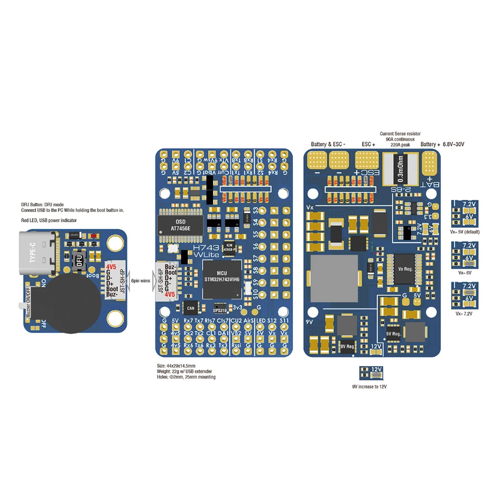 MATEK H743-WLITE H743-Wing Lite ArduPilot INAV kontroler lotu 2-6S LIPO 20X20mm dla RC FPV Multirotor samolot stałe skrzydło